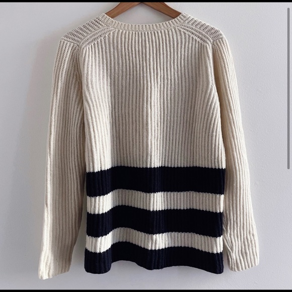 Vince cream navy cashmere blend sweater - Picture 2 of 5